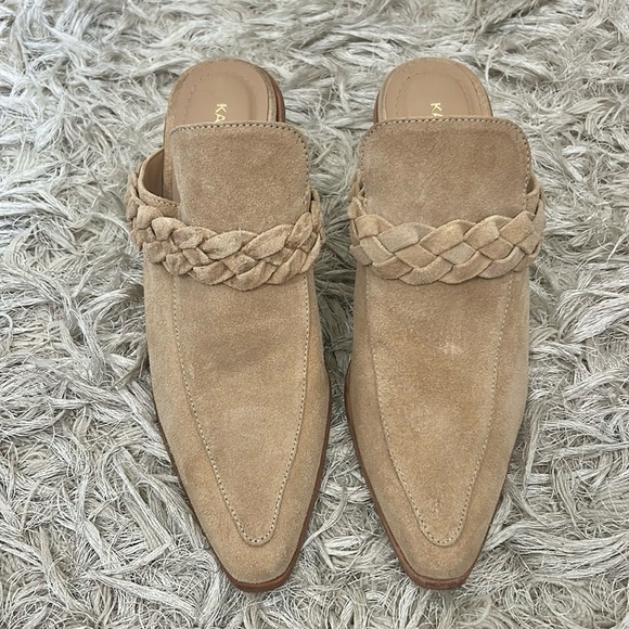 KAANAS Turin Beige Suede Pointed Toe Braided Mule Loafers size 9 - Picture 3 of 7